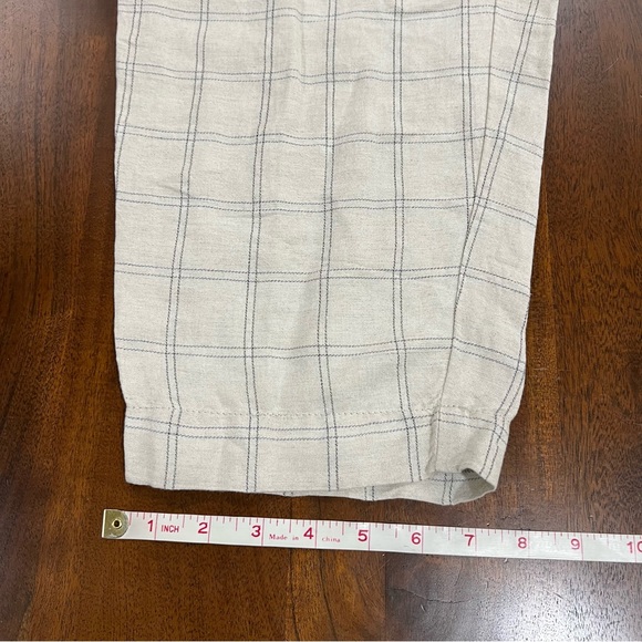 New! Madewell Pleated Taper Linen Blend Wide-Leg Pants in Windowpane Size 10 - Picture 11 of 11